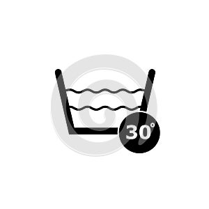 30 degrees wash icon isolated on white background