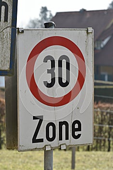 30 kilometers per hour speed limit sign