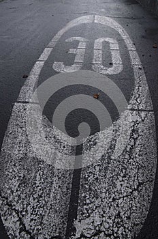 30 kilometers per hour speed limit sign