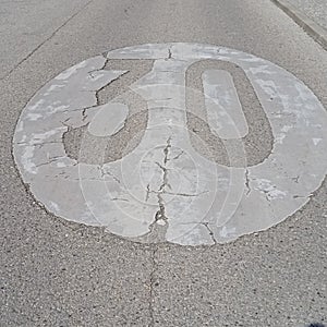 30 kilometers per hour speed limit sign