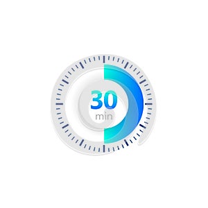 The 30 minutes, stopwatch vector icon, digital timer. clock and watch, timer, countdown symbol. Vector illustration