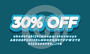 30% off thirty percent sale discount promotion text  3d blue design