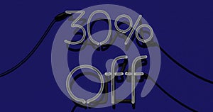30 Percent Discount 3d Sign off in Blue Background, Special Offer 30% Neon, Sale Up to 30 Percent Off, Special Offer Advertising
