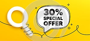 30 percent discount offer. Sale price promo sign. Continuous line chat banner. Vector