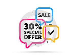 30 percent discount offer. Sale price promo sign. Ribbon bubble banner. Vector