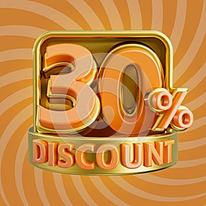 30 percent discount for online shop sale banner realistic number 3d render