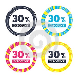 30 percent discount sign icon. Sale symbol.