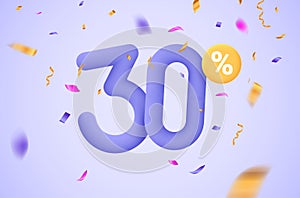 30 percent discount vector illustration 3d mega loyalty. 30 percent bonus marketing discount
