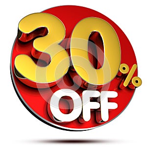 30 percent off 3D.with Clipping Path.