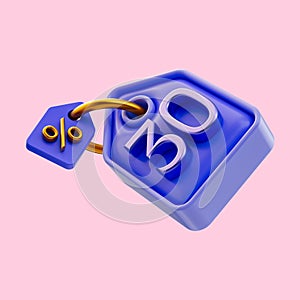 30 percent tag icon 3d render concept for offer discount in shopping mall