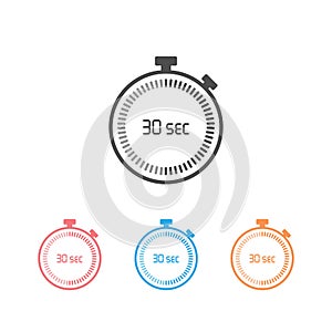 The 30 seconds, stopwatch vector icon set, digital timer. Clock and watch, timer, countdown