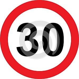 30 speed limitation road sign