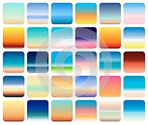 30 sunset sky gradients backgrounds set vector. sunset and sea colors.