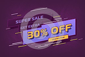 30 thirty Percent off super sale shopping halftone. poster shop