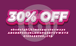 30% thirty percent Sale discount promotion 3d  pink design