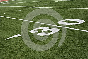 30 Yard Line On American Football Field