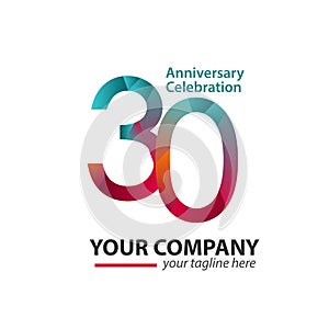 30 Year Anniversary Celebration Company Vector Template Design Illustration