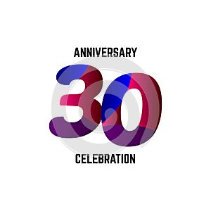 30 Year Anniversary Celebration Logo Vector Template Design Illustration