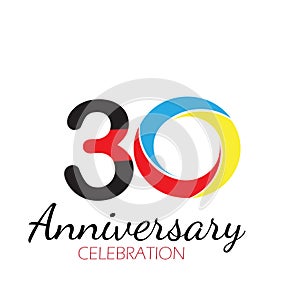 30 YEAR ANNIVERSARY CELEBRATION VECTOR DESIGN TEMPLATE ILLUSTRATION