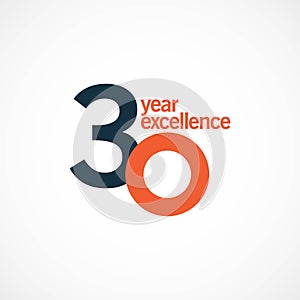 30 Year Anniversary Excellence Vector Template Design Illustration