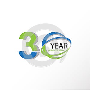 30 Year Anniversary Logo Vector Template Design Illustration blue and white