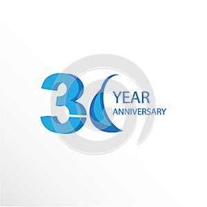 30 Year Anniversary Logo Vector Template Design Illustration blue and white