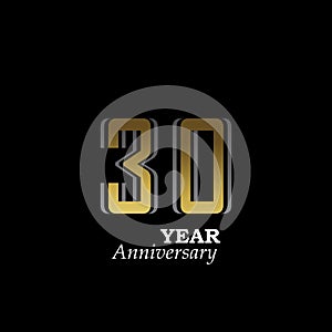 30 Year Anniversary Logo Vector Template Design Illustration gold and black