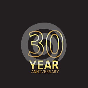 30 Year Anniversary Logo Vector Template Design Illustration gold and black