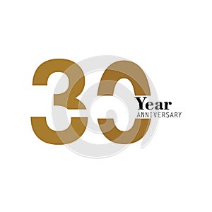 30 Year Anniversary Logo Vector Template Design Illustration gold and white