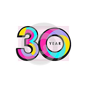 30 Year Anniversary Vector Design Illustration