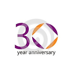 30 Year Anniversary Vector Template Design Illustration