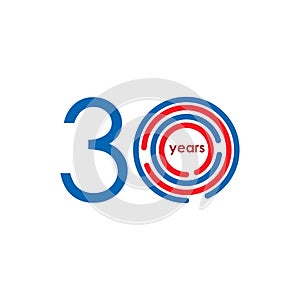 30 Year Anniversary Vector Template Design Illustration