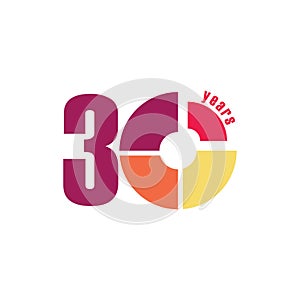 30 Year Anniversary Vector Template Design Illustration