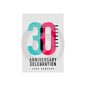 30 Year Anniversary Vector Template Design Illustration