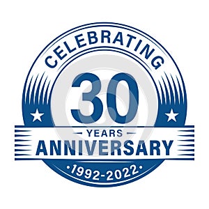 30 years anniversary celebration design template. 30th logo vector illustrations.