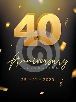 30 Years Anniversary Celebration event. Golden Vector birthday or wedding party congratulation anniversary 30th