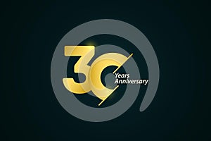 30 Years Anniversary Celebration Gold Logo Vector Template Design Illustration
