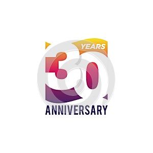 30 Years Anniversary Celebration Icon Vector Logo Design Template. Gradient Flag Style. Editable Vector EPS 10