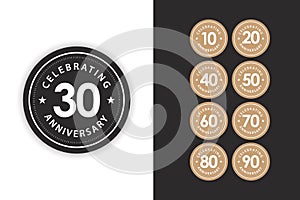 30 Years Anniversary Celebration Logo Vector Template Design Illustration
