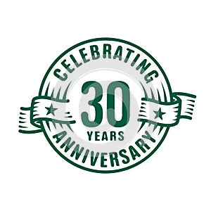 30 years anniversary celebration logotype. 30th years logo. Vector and illustration.