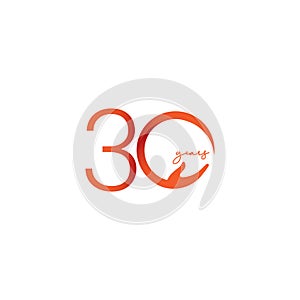 30 Years Anniversary Celebration Number Vector Template Design Illustration Logo Icon