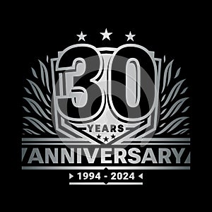 30 years anniversary celebration shield design template. 30th anniversary logo. Vector and illustration.