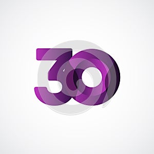 30 Years Anniversary Celebrations Purple Vector Template Design Illustration