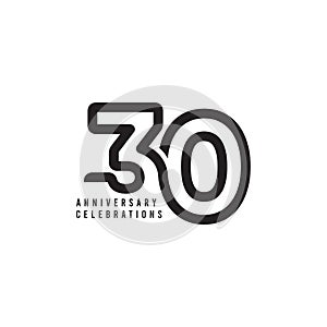 30 Years Anniversary Celebrations Vector Template Design Illustration