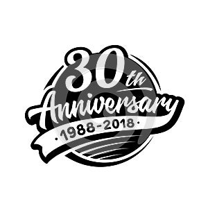 30 years anniversary design template. Vector and illustration. 30th logo.