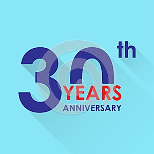 30 years anniversary icon. Invitation and congratulation design template. Flat vector illustration of 30th anniversary emblem
