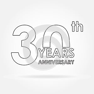 30 years anniversary sign or emblem. Template for celebration and congratulation design.