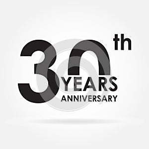 30 years anniversary sign or emblem. Template for celebration and congratulation design. Vector illustration of 30th anniversary l