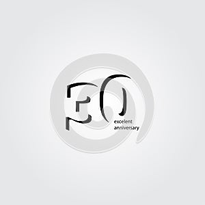 30 Years Anniversary Vector Template Design Illustration