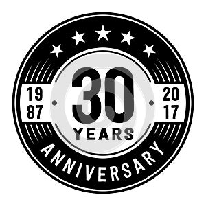 30 years celebrating anniversary design template. 30th anniversary logo. Vector and illustration.